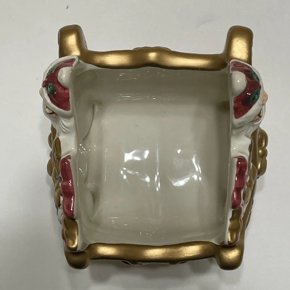 FITZ & FLOYD Santa In Sleigh Ceramic Candle Holder